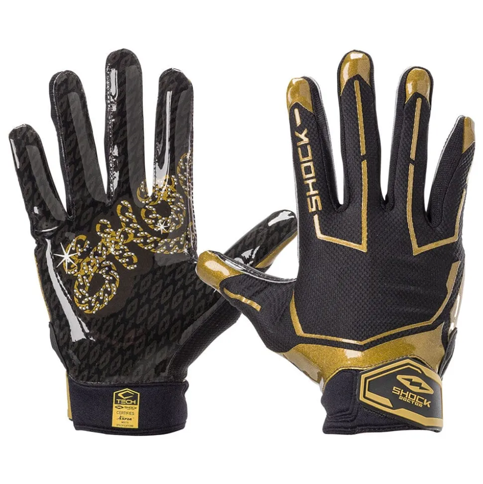 Black/Gold Chain Showtime Receiver Gloves