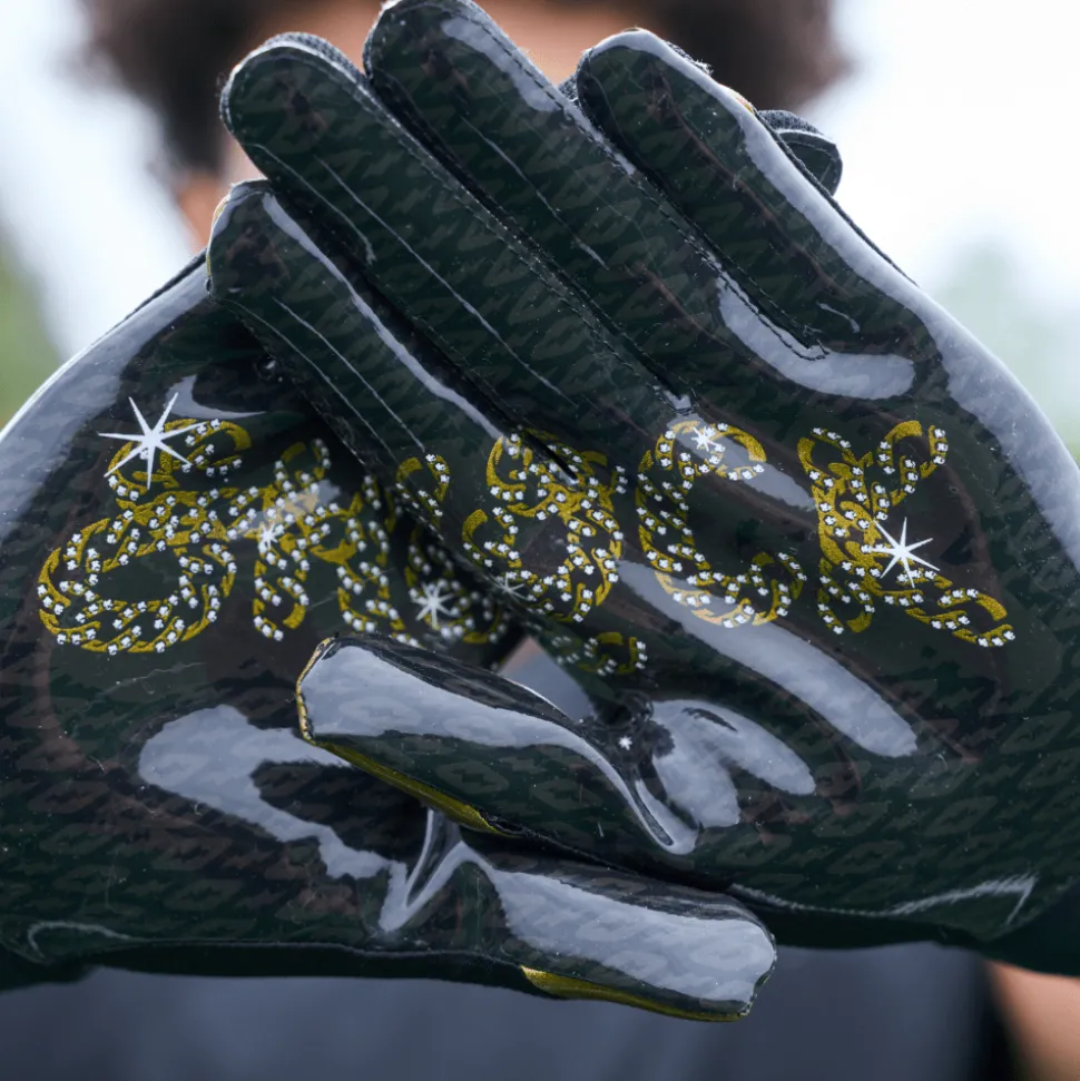 Black/Gold Chain Showtime Receiver Gloves