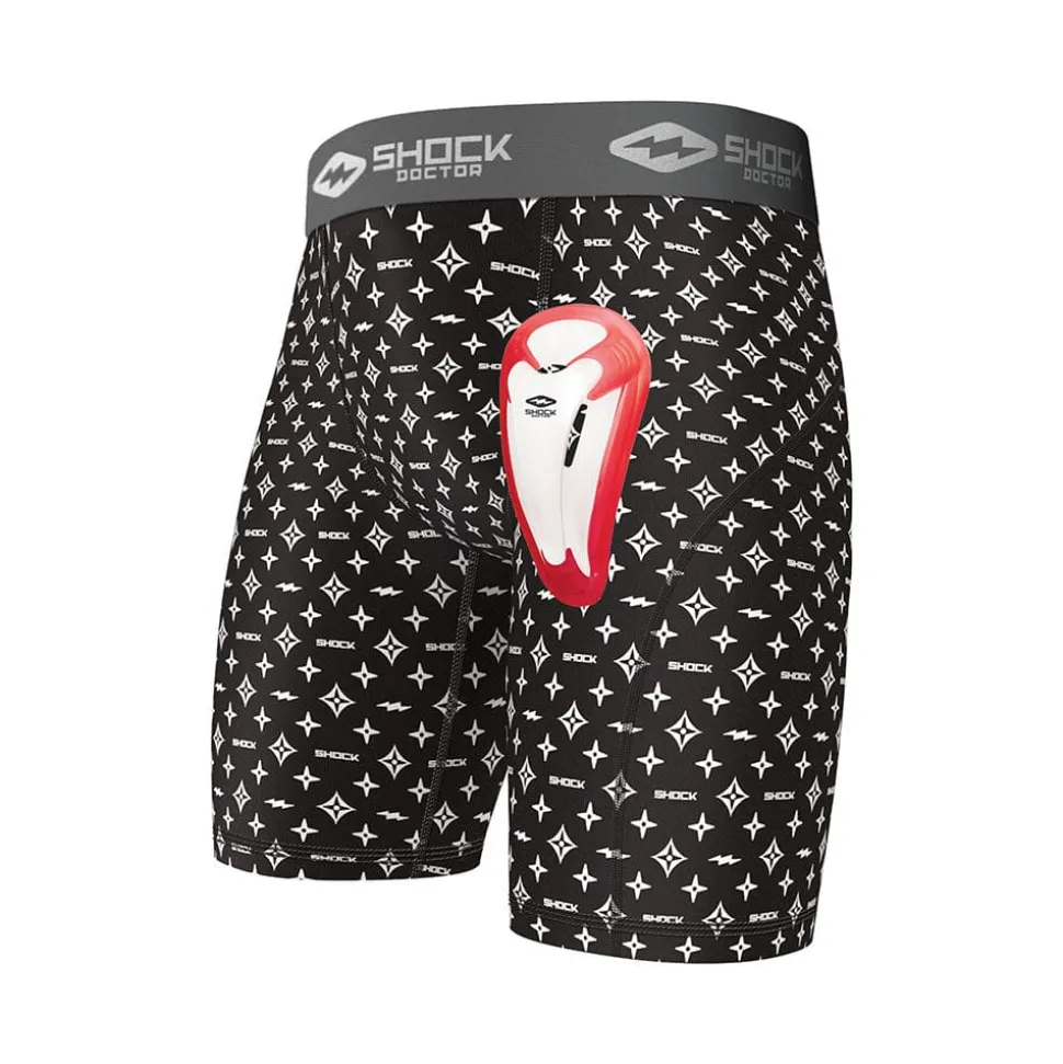 Black/White Lux Core Compression Short with Bio-Flex Cup