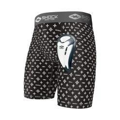 Black/White Lux Core Compression Short with Bio-Flex Cup