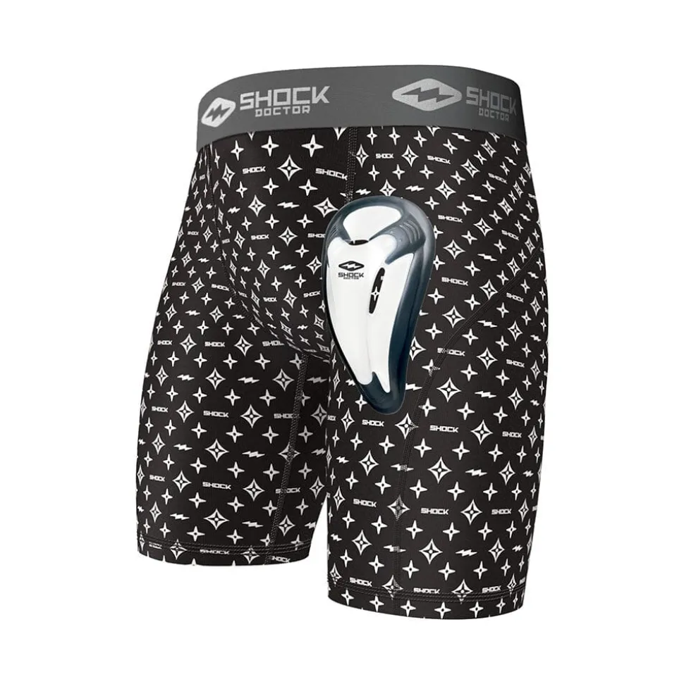 Black/White Lux Core Compression Short with Bio-Flex Cup