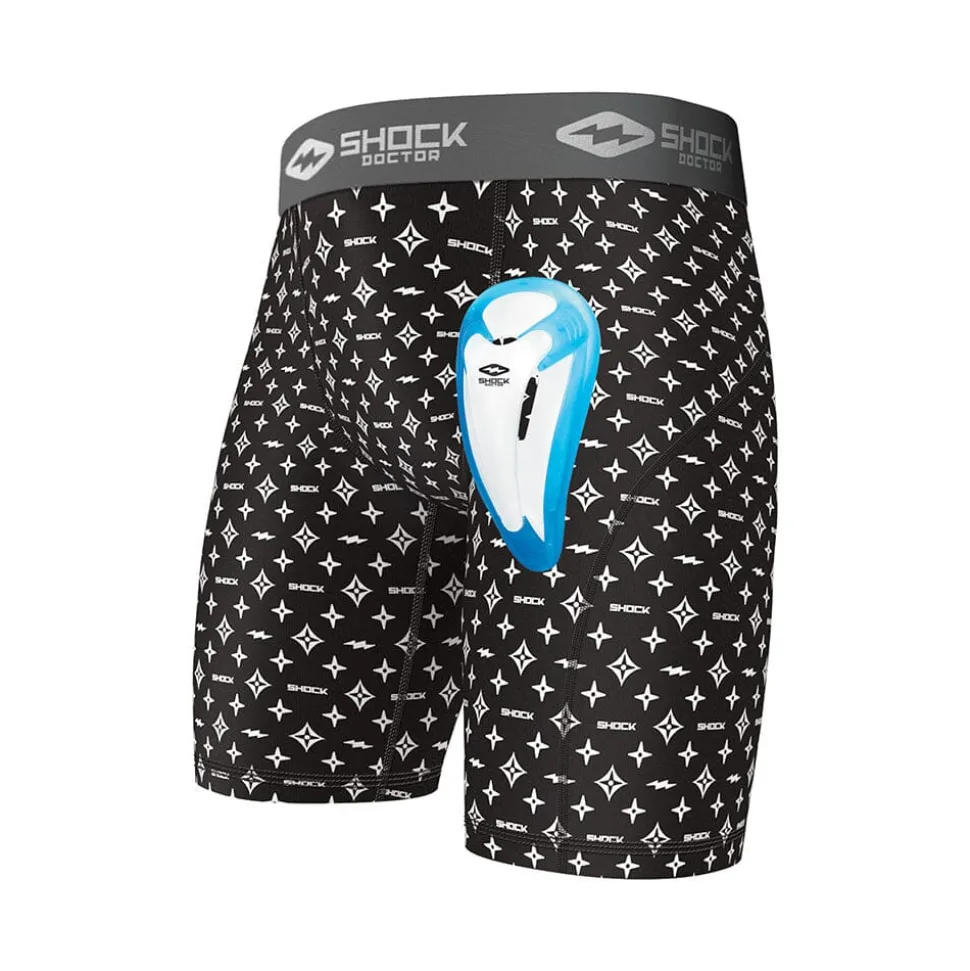 Black/White Lux Core Compression Short with Bio-Flex Cup