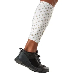 White/Gold Lux Showtime Compression Calf Sleeves