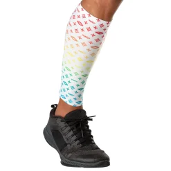 White/Multi Color Lux Showtime Compression Calf Sleeves