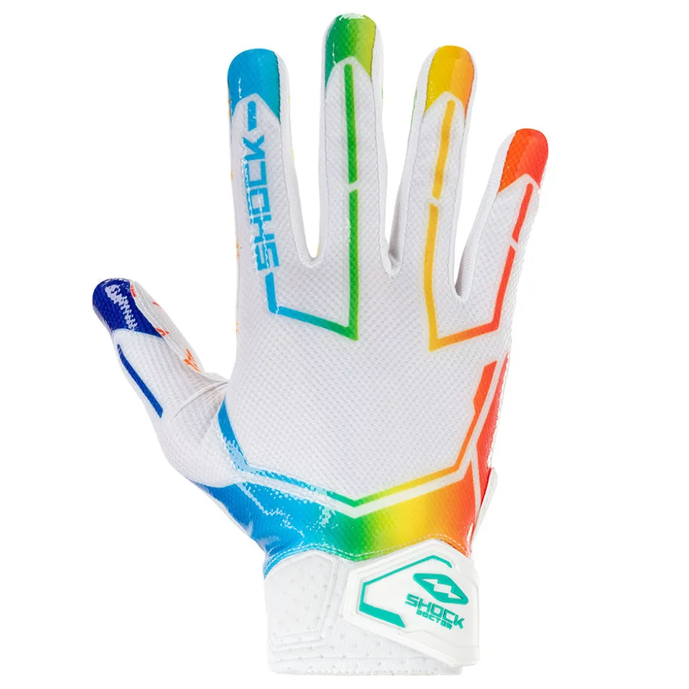 White/Multi Color Lux Showtime Receiver Gloves