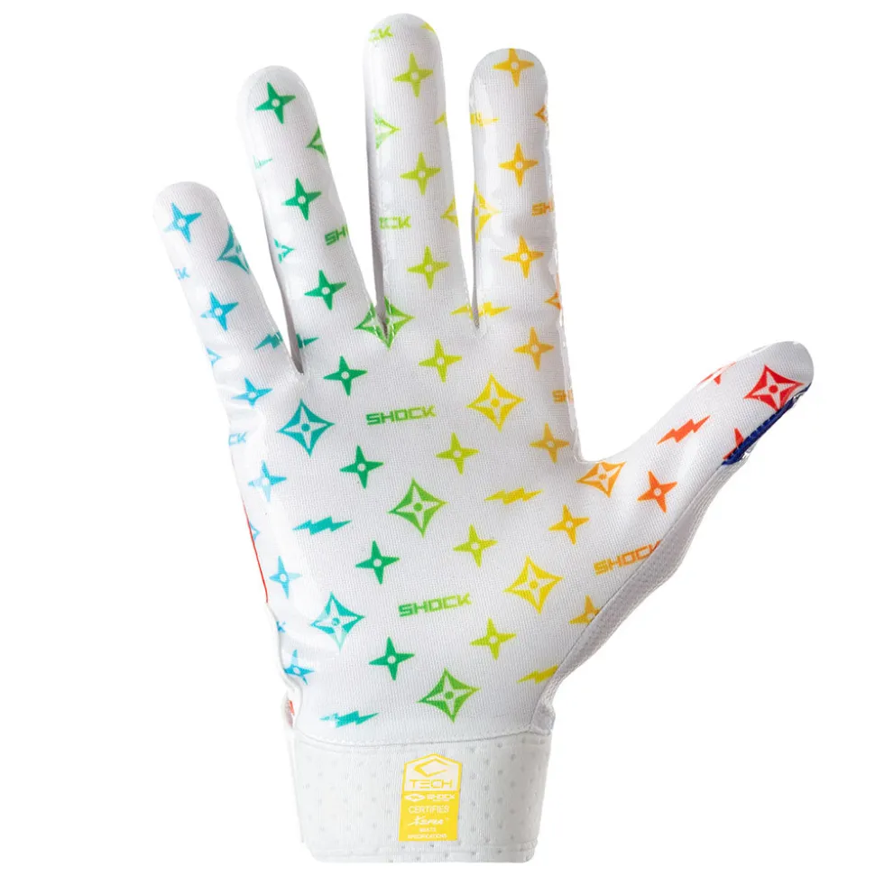White/Multi Color Lux Showtime Receiver Gloves