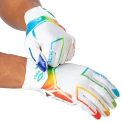 White/Multi Color Lux Showtime Receiver Gloves
